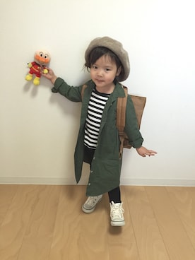 「UNIQLO（ユニクロ）のアイテム（シャツワンピース）」を使った、hitoたまさん（キッズ・100cm）の春コーディネート