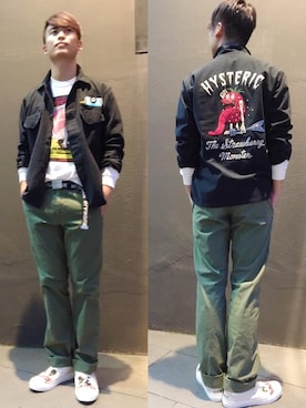 「hystericglamour」｜「アイテム（スリッポン）」を使った、endyさん（メンズ・177cm）の秋コーディネート