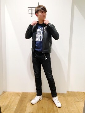 「春物」｜「アイテム（ブルゾン）」を使った、endyさん（メンズ・177cm）の冬コーディネート