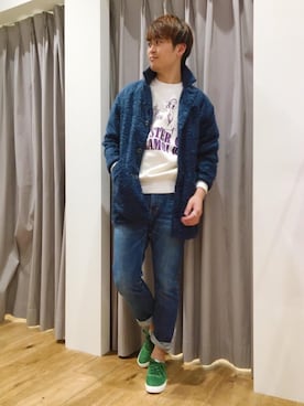 「シャギー」｜「アイテム（スウェット）」を使った、endyさん（メンズ・177cm）の秋コーディネート