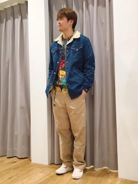 「ランチコート」｜「アイテム（デニムジャケット）」を使った、endyさん（メンズ・177cm）の秋コーディネート