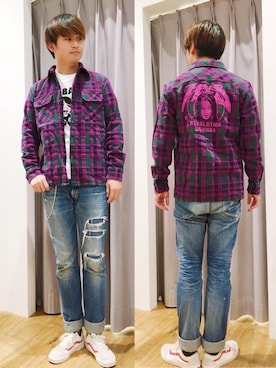 「HYSTERIC GLAMOUR（ヒステリックグラマー）のREVOLUTION SOUNDS刺繍 CPOシャツ（シャツ/ブラウス）」を使った、endyさん（メンズ・177cm）の秋コーディネート