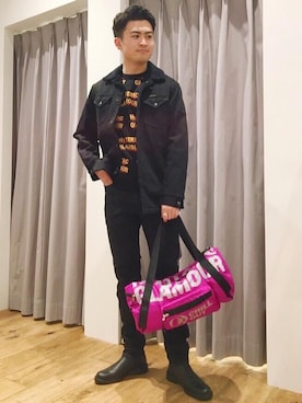 「ランチコート」｜「アイテム（デニムパンツ）」を使った、endyさん（メンズ・177cm）の冬コーディネート