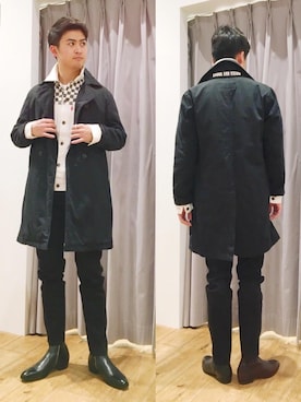 「Gジャン」｜「アイテム（ピーコート）」を使った、endyさん（メンズ・177cm）の冬コーディネート
