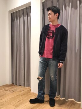 「ボアフリース」｜「アイテム（その他アウター）」を使った、endyさん（メンズ・177cm）の冬コーディネート