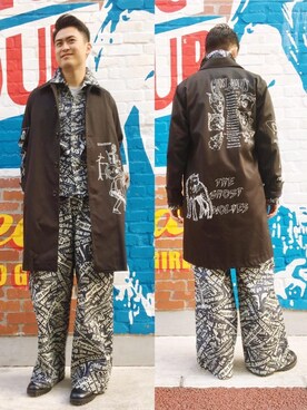 「HYSTERIC GLAMOUR（ヒステリックグラマー）のアイテム（ステンカラーコート）」を使った、endyさん（メンズ・177cm）の冬コーディネート