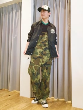 「カモ柄」｜「アイテム（ブルゾン）」を使った、endyさん（メンズ・177cm）の春コーディネート