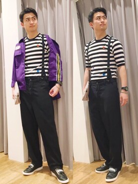 「アイテム（ポーチ、グレー系）」を使った、endyさん（メンズ・177cm）の春コーディネート