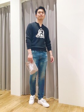 「アイテム（ポーチ、グレー系）」を使った、endyさん（メンズ・177cm）の春コーディネート