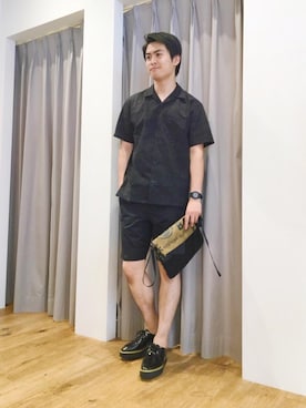 「カモ柄」｜「アイテム（モカシン/デッキシューズ）」を使った、endyさん（メンズ・177cm）の夏コーディネート