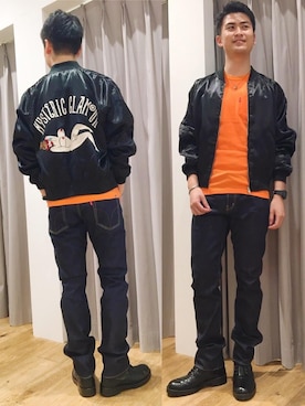 「ブルゾン」｜「アイテム（スカジャン）」を使った、endyさん（メンズ・177cm）の秋コーディネート