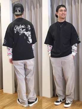 「HYSTERIC GLAMOUR（ヒステリックグラマー）のHYS WHISKY柄 刺繍キャップ（キャップ）」を使った、endyさん（メンズ・177cm）の秋コーディネート