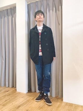 「HYSTERIC GLAMOUR（ヒステリックグラマー）のGIRLS BORDER総柄ジャカード リブ付Tシャツ（Tシャツ/カットソー）」を使った、endyさん（メンズ・177cm）の秋コーディネート