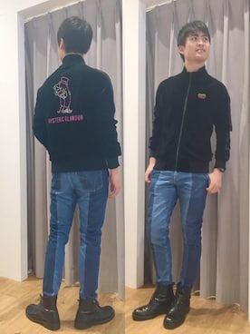「刺繍」｜「アイテム（ジャージ）」を使った、endyさん（メンズ・177cm）の秋コーディネート