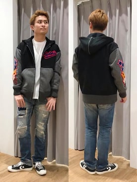 「メルトン」｜「アイテム（ブルゾン）」を使った、endyさん（メンズ・177cm）の秋コーディネート