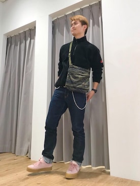 「ポーター」｜「アイテム（ブルゾン）」を使った、endyさん（メンズ・177cm）の冬コーディネート