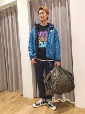 「ポーター」｜「アイテム（ブルゾン）」を使った、endyさん（メンズ・177cm）の冬コーディネート