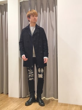「HYSTERIC GLAMOUR（ヒステリックグラマー）のアイテム（ピーコート）」を使った、endyさん（メンズ・177cm）の冬コーディネート
