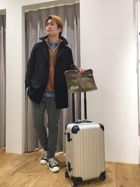 「HYSTERIC GLAMOUR（ヒステリックグラマー）のアイテム（ピーコート）」を使った、endyさん（メンズ・177cm）の冬コーディネート