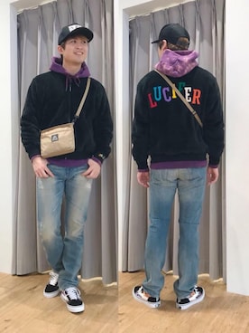 「ワッペン」｜「アイテム（その他アウター）」を使った、endyさん（メンズ・177cm）の冬コーディネート