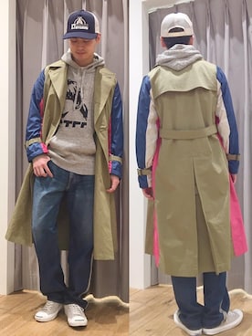 「HYSTERIC GLAMOUR（ヒステリックグラマー）のアイテム（トレンチコート）」を使った、endyさん（メンズ・177cm）の冬コーディネート
