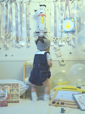 「息子コーデ」｜「アイテム（サロペット/オーバーオール）」を使った、babykichiさん（キッズ・70cm）の秋コーディネート