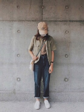 「AIGLE（エーグル）のアイテム（帽子）」を使った、nomooniさん（レディース・163cm）の夏コーディネート