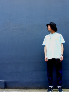 「430（フォーサーティ）のアイテム（パンツ）」を使った、eikichi430さん（メンズ・175cm）の夏コーディネート