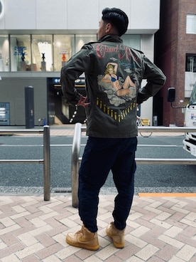 「M-65」｜「アイテム（ジャケット/アウター）」を使った、悠大さん（メンズ・174cm）の秋コーディネート