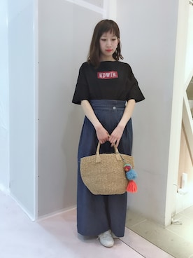 「ラップワイドパンツ」｜sak!さん（レディース・153cm）の春コーディネート