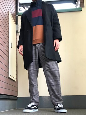 「nano・universe」｜「アイテム（チェスターコート）」を使った、MIYABI【相互】さん（メンズ・174cm）の冬コーディネート