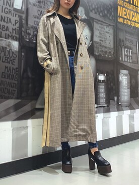 「アイテム（トレンチコート）」を使った、HITOMIさん（レディース・151cm）の春コーディネート