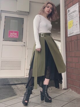 「アイテム（ブーティ）」を使った、HITOMIさん（レディース・151cm）の春コーディネート