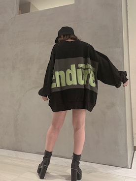 「ENVYM（アンビー）のスウィッチングステッチブーツ（ブーツ）」を使った、HITOMIさん（レディース・151cm）の秋コーディネート