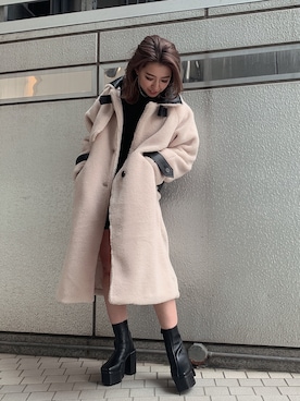 「ENVYM（アンビー）の２ＷａｙカラーロングファーＣＴ（その他アウター）」を使った、HITOMIさん（レディース・151cm）の冬コーディネート