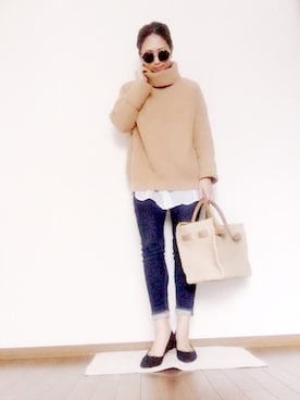「H&M DIVIDED（エイチアンドエム　ディヴァイデッド）のアイテム（バレエシューズ）」を使った、asaminさん（レディース・162cm）の冬コーディネート