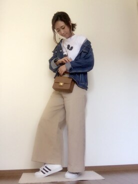 「ミッキーT」｜「アイテム（デニムジャケット）」を使った、asaminさん（レディース・162cm）の春コーディネート