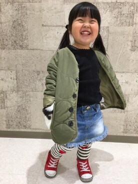 「オールスター」｜「アイテム（その他アウター）」を使った、あんずさん（キッズ・90cm）の冬コーディネート