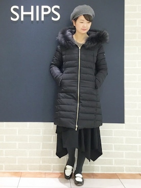 「SHIPS（シップス）のアイテム（ダウンジャケット/コート）」を使った、西岡さん（レディース・162cm）の秋コーディネート