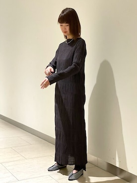 「黒パンツ」｜西岡さん（レディース・162cm）の冬コーディネート