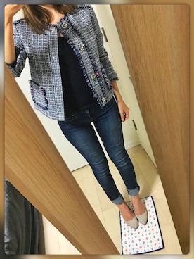 「大人シンプル」｜「アイテム（ノーカラージャケット）」を使った、tsubame さん（レディース・157cm）の秋コーディネート