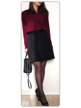 「ユニクロニット」｜tsubame さん（レディース・157cm）の冬コーディネート