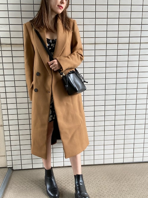 ZARA ハイネックショートダ ブルブレストコート M org.jpg