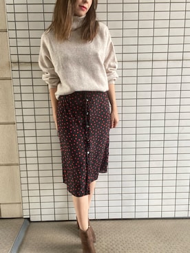 「ドット柄スカート」｜tsubame さん（レディース・157cm）の秋コーディネート
