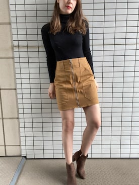 「黒タートルネック」｜「アイテム（ブーツ）」を使った、tsubame さん（レディース・157cm）の秋コーディネート