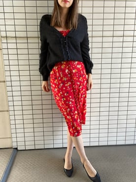 「赤ドレス」｜tsubame さん（レディース・157cm）の冬コーディネート