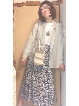 「one after another NICE CLAUP（ワンアフターアナザーナイスクラップ）の3点セットPVCバッグ（ショルダーバッグ、ホワイト系）」を使った、erina さん（レディース・160cm）の春コーディネート
