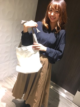 「とろみシャツ」｜「アイテム（ワンピース/ドレス）」を使った、naruさん（レディース・154cm）の秋コーディネート