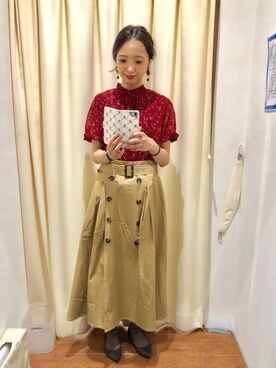 naruさんの「トレンチライクフレアスカート ●」を使ったコーディネート