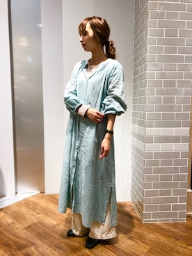 「earth music&ecology（アースミュージックアンドエコロジー）のエンブロイダリー刺繍ワンピース ＊（ワンピース）」を使った、naruさん（レディース・154cm）の春コーディネート